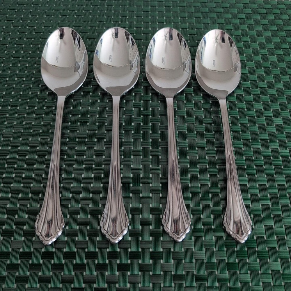 Oneida CLARETTE Soup Spoons Lot of 4 Community Betty Crocker Stainless USA Vtg
